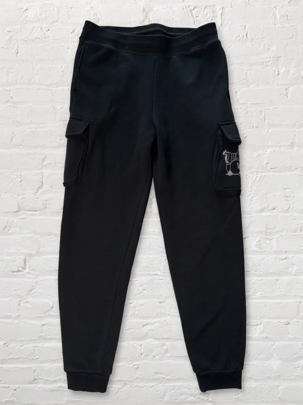 True Religion Men Medium Black Buddha Cargo Sweatpants Joggers Like New Y2K 32
